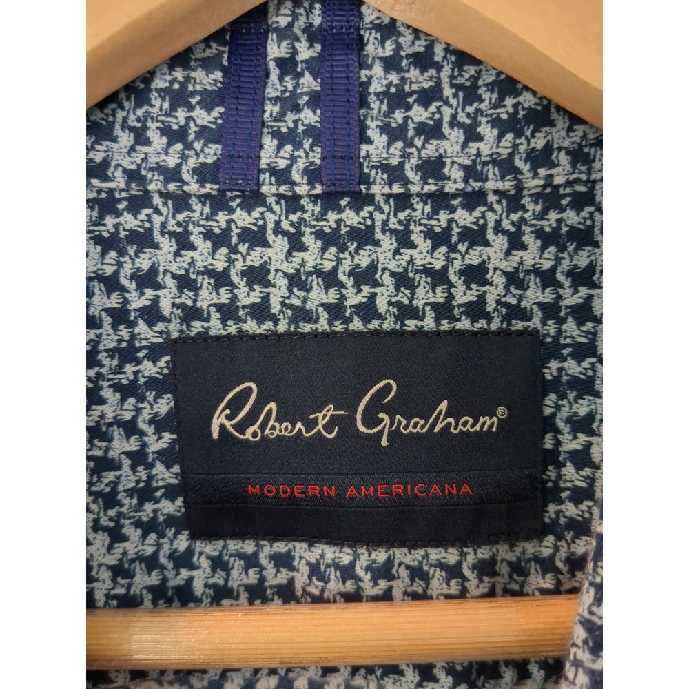 Robert Graham Modern Americana Men's TAILORED Flip‎ Cuff Blue Check Shirt Large - Picture 3 of 13